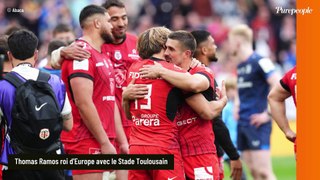 PHOTO Thomas Ramos roi d'Europe avec le Stade Toulousain, il célèbre sa victoire avec sa discrète femme Sophie