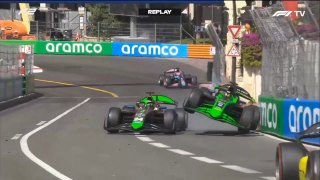 F2 2024 Monaco Feature Race Maloney Durksen Collision Big Airborne