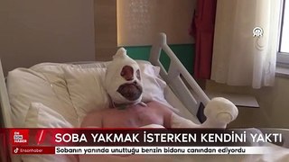 Sobanın yanında unuttuğu benzin bidonu canından ediyordu