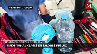 Estudiantes de primaria en Villahermosa, Tabasco, padecen sin electricidad en medio de ola de calor