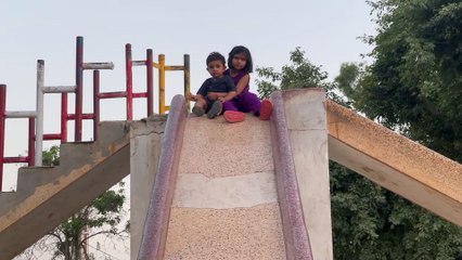 Umar and Maryam is playing at Children Park | Sister and Brother Love | Umar first Time Slide