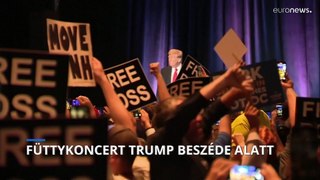 Füttykoncert Trump beszéde alatt