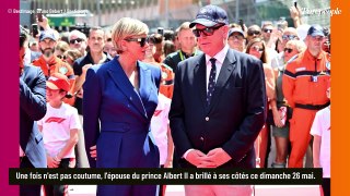 Charlene de Monaco éblouissante en bleu, elle brille aux côtés d'Albert de Monaco émue après la victoire de Charles Leclerc