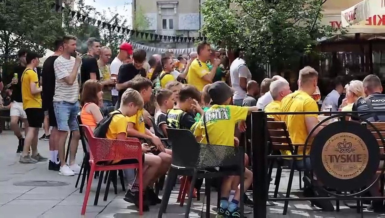 Kibice GKS Katowice dopingowali na Mariackiej