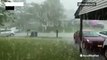 Hail litters ground during tornado-warned storm in Missouri