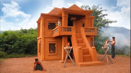 Building A Modern Mud House Construction Tile Roof By Traditional Tools