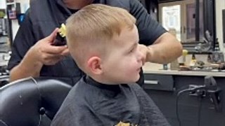 Little Boy's Giggles Take Over the Barber Shop