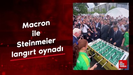 Fransa Cumhurbaşkanı Macron ile Alman mevkidaşı Steinmeier langırt oynadı