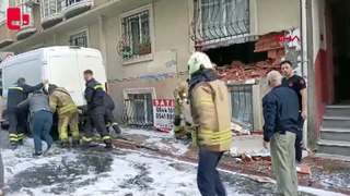 Rögarda yaşanan patlamada dairenin duvarı yıkıldı