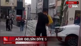 Fatih'te kağıt toplayıcının hilesi: Ağır gelsin diye su döktü