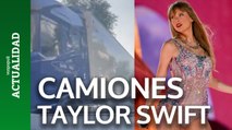El vídeo con la tremenda fila de camiones de Taylor Swift en la zona del Bernabéu