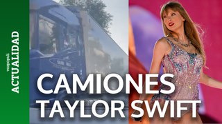 El vídeo con la tremenda fila de camiones de Taylor Swift en la zona del Bernabéu