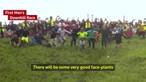 Annual cheese rolling competition takes place in Gloucestershire