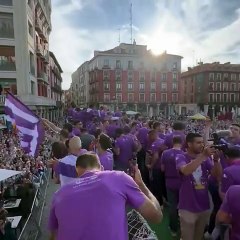 Llegada de los jugadores a la Plaza Mayor
