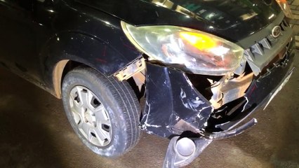 Acidente entre Ford Fiesta e Honda CG é registrado no Centro