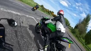 Motorcyclist drives very fast on an unknown road