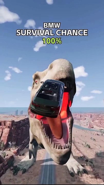 Cars Jump Test _ Which Car Can Jump Over The Big Dinosaur #41