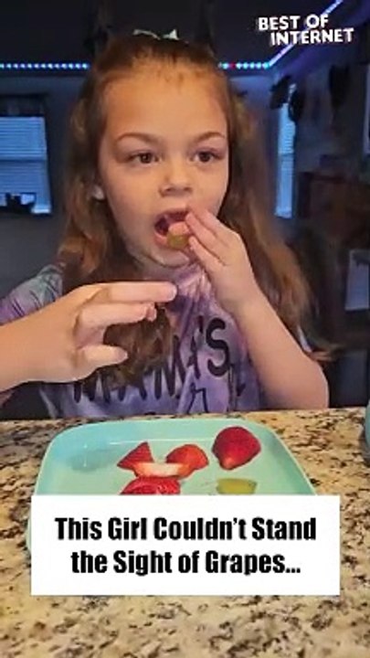 One Bite & It's Out! Picky Eater Makes Hilarious Grape Face