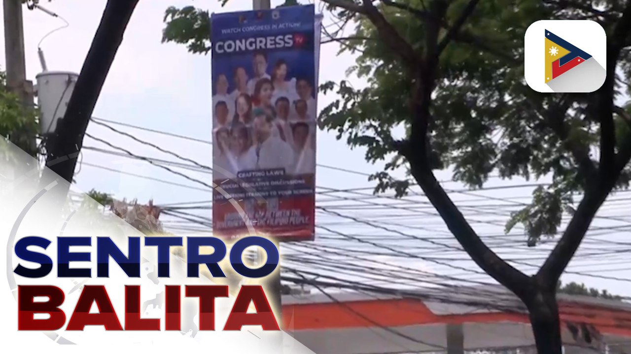 Makukulay na tarpaulin ng PTV tampok ang "Bagong Pilipinas" campaign, makikita na sa ilang lansangan sa Q.C.