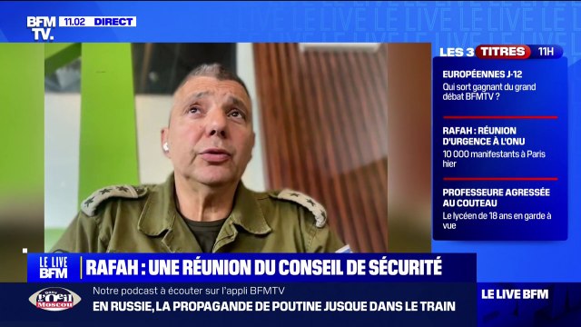 Colonel Olivier Rafowicz (porte-parole de l'armée israélienne) sur Rafah: En aucun cas il y a eu un bombardement, deux missiles ont été utilisés contre deux terroristes