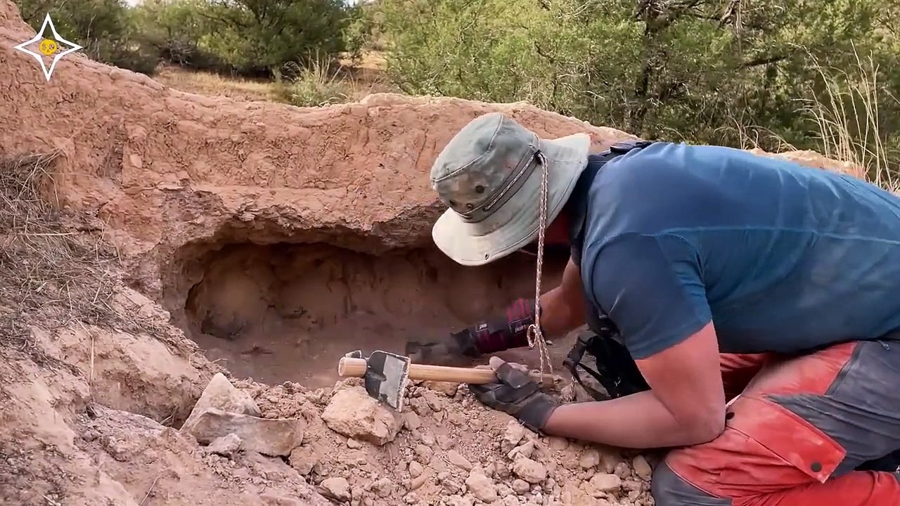 Moment of finding treasure full of gold and jewels  treasure hunting using metal detector