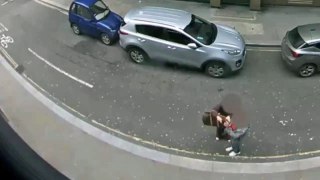 Shocking moment teen snatches phone from stranger