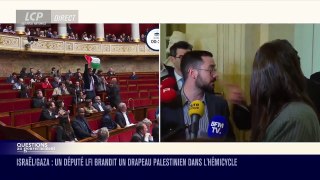 Un député LFI brandit un drapeau palestinien à l'Assemblée nationale