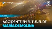 Un motociclista resultó gravemente herido por la colisión entre varios vehículos en el túnel de María de Molina