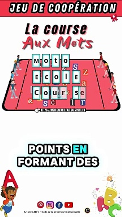 Règle du jeu de LA COURSE AUX MOTS jeux sportifs de coopération pour enfants
