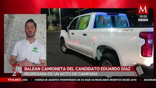 Disparan a camioneta de Eduardo Díaz, candidato a la presidencia municipal de Chalco