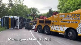 MARMAGNE : Relevage d'un semi remorque 28 Mai