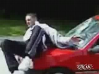 Kid Fails At Jumping Over Moving Car