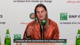 Roland-Garros - Sabalenka évite de penser à un affrontement avec Swiatek