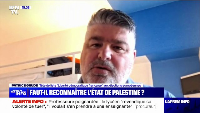 Si vous reconnaissez l'État d'Israël, vous reconnaissez l'État de Palestine affirme Patrice Grudé, tête de liste Liberté démocratique française aux Européennes