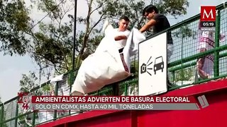 Greenpeace México recolecta basura electoral frente a sede de partidos políticos