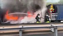 Tir in fiamme sulla A1 in Umbria, Italia divisa in due per ore