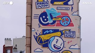 Parigi 2024, un murale celebra il legame con Los Angeles 2028
