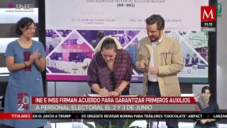 IMSS e INE firman convenio para garantizar primeros auxilios a personal electoral el 2 de junio