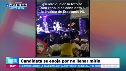 VIDEO: Candidata se enoja por no llenar un mitin