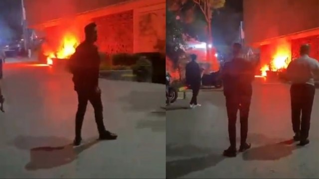 Fenerbahçe ve Galatasaray taraftarları kapıştı! Yangın çıktı...