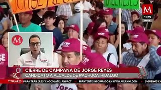 El candidato de Morena a la alcaldía de Pachuca, Jorge Reyes, cierra su campaña en la localidad
