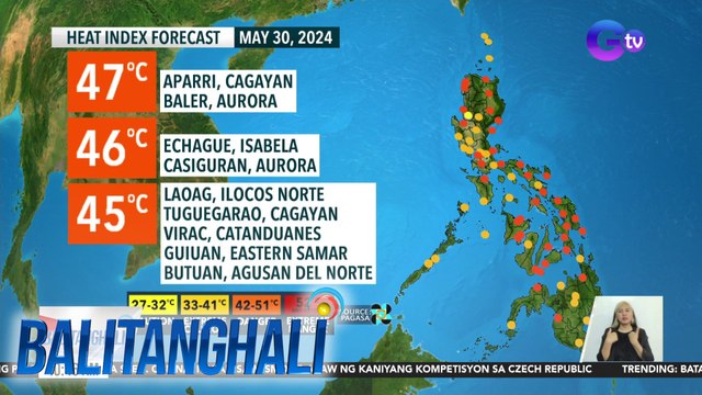 Kahit tag-ulan na, aabot pa sa halos 40 na lugar sa bansa ang makakaranas ng matinding init at alinsangan ngayong Huwebes | Balitanghali