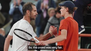Sinner thanks Roland Garros crowd for not being partisan towards Gasquet