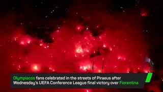 Olympiacos fans turn Athens red after Conference League triumph