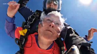 Shirley Ellis's skydive at Headcorn Aerodrome in Ashford