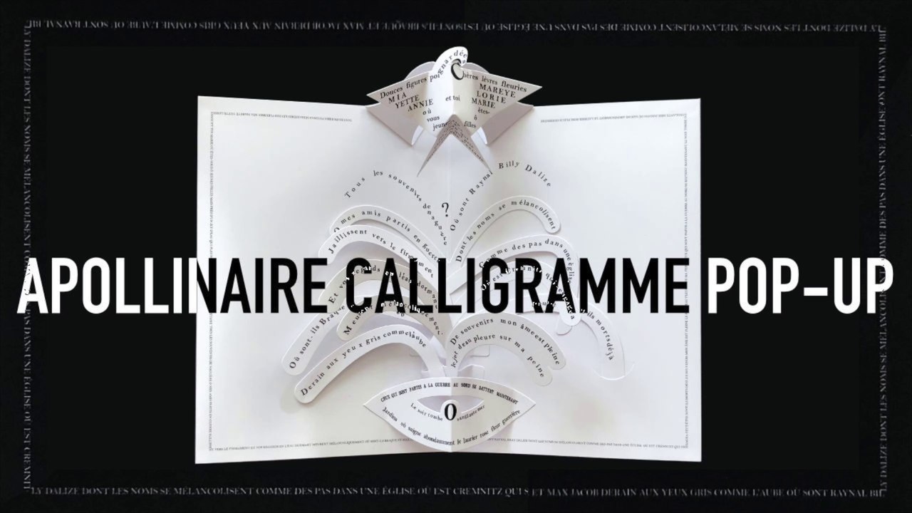 Calligram Pop-up Card - La Colombe et le Jet d'eau