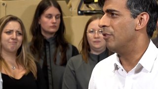 Woman pulls faces as Rishi Sunak speaks