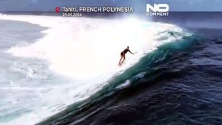 NO COMMENT: Vahine Fierro hace historia en el surf sobre las olas que bañan su tierra