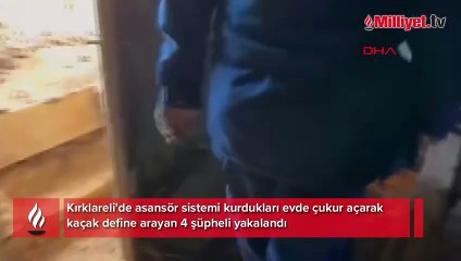 Asansör sistemi kurmuşlar! Definecilerden 20 metre derinliğinde çukur
