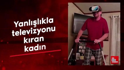 Yanlışlıkla televizyonu kıran kadın
